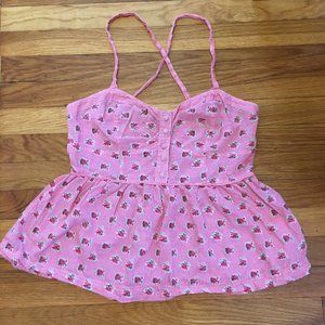 Pink Flower Peplum Top